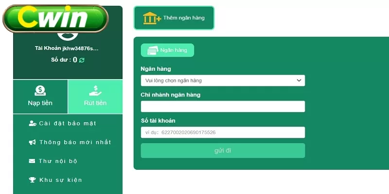 Xác minh các khoản phí khi rút tiền CWIN